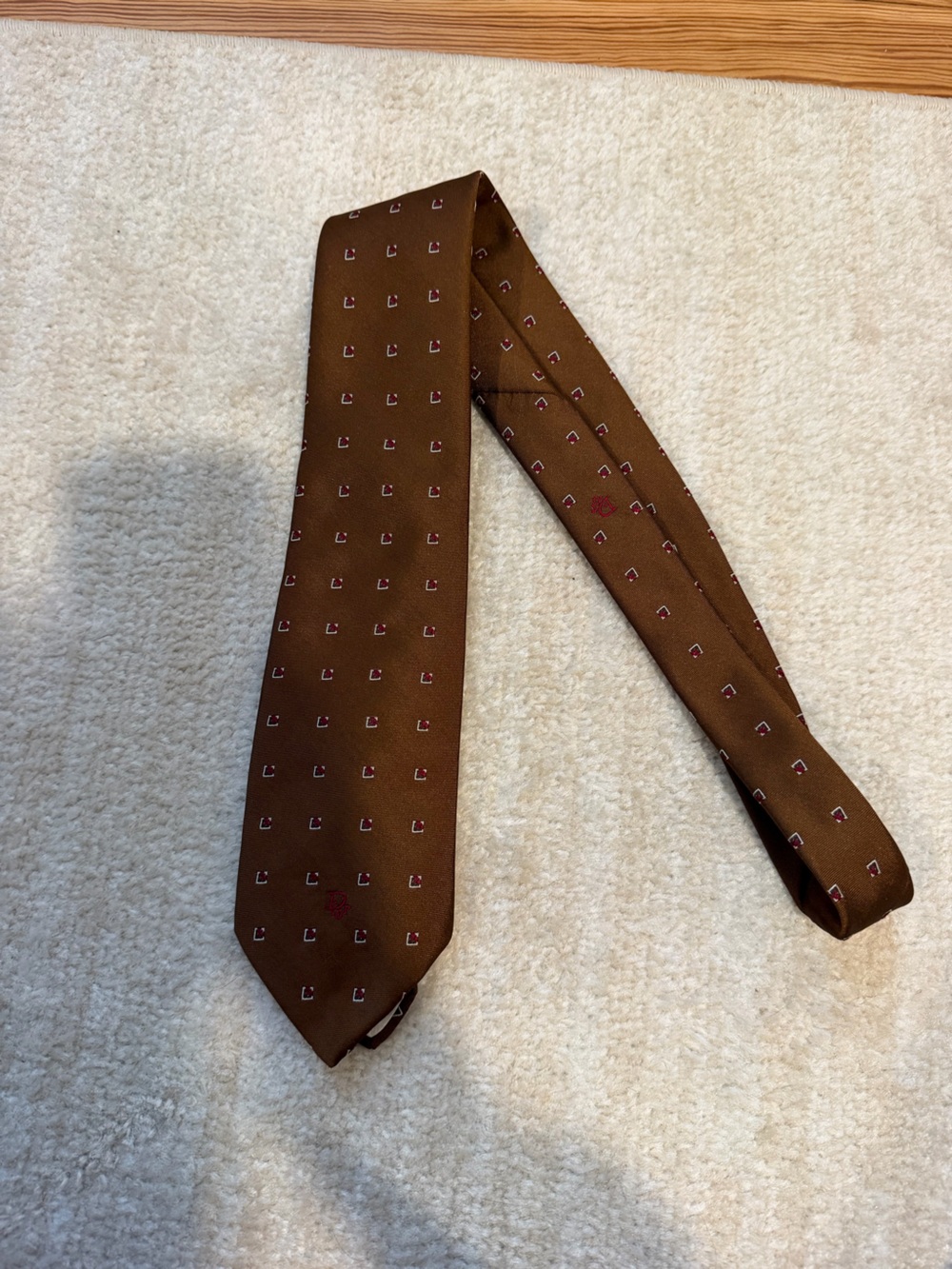 Christian Dior Brown Tie with Subtle Pink Accent